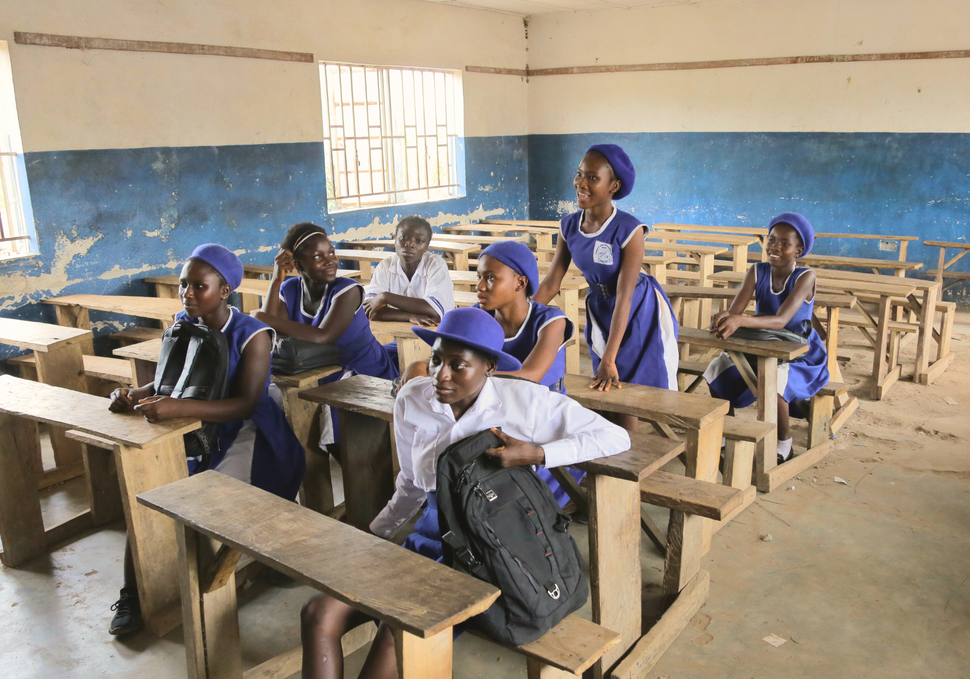 One Girl students in Sierra Leone attending secondary school classroom