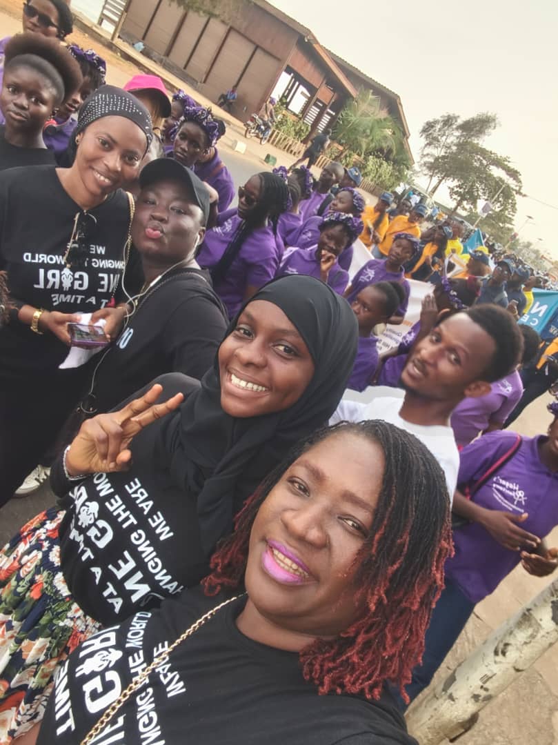 One Girl team members participating in the Sierra Leone NGO Week walk with the Ministry of Planning and Economic Development.